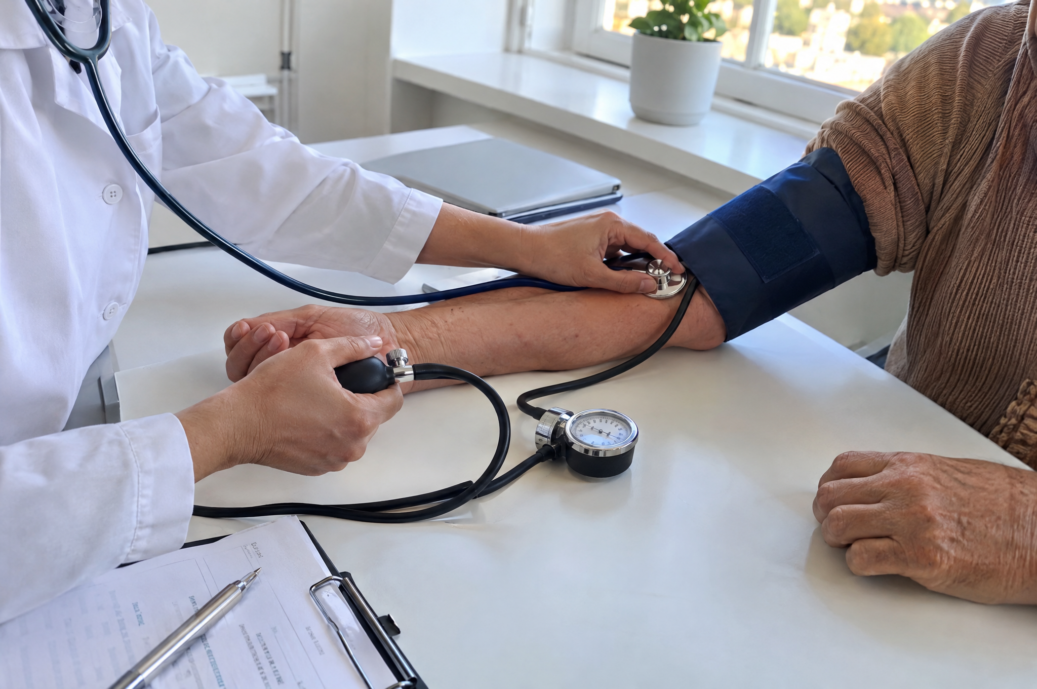 Doctor measuring blood pressure